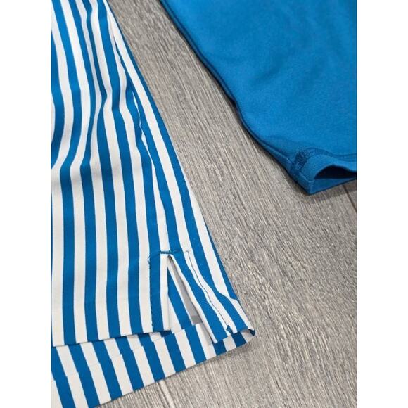 G/FORE Multi Blue Stripe Layered 1/4 Zip Mock Pullover Golf Medium A003820 - Picture 6 of 8
